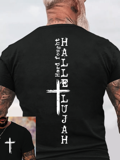 Hard fought hallelujah Jesus God Christian Cotton T-Shirt