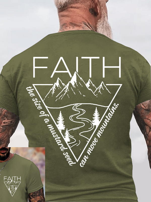 Faith Can Move Mountains Jesus God Christian Cotton T-Shirt