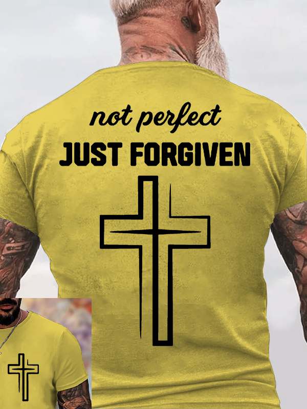 Not Perfect Just Forgiven Jesus God Christian Cotton T-Shirt