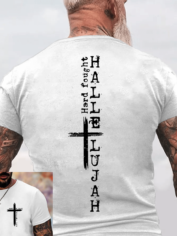 Hard fought hallelujah Jesus God Christian Cotton T-Shirt