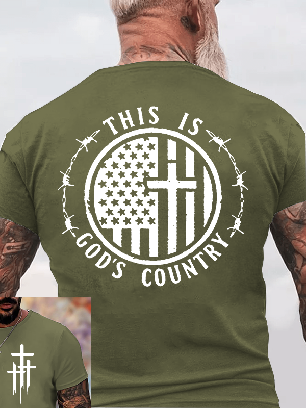This Is God's Country Cross Jesus God Christian Cotton T-Shirt