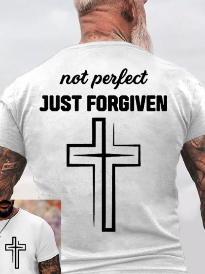 Not Perfect Just Forgiven Jesus God Christian Cotton T-Shirt