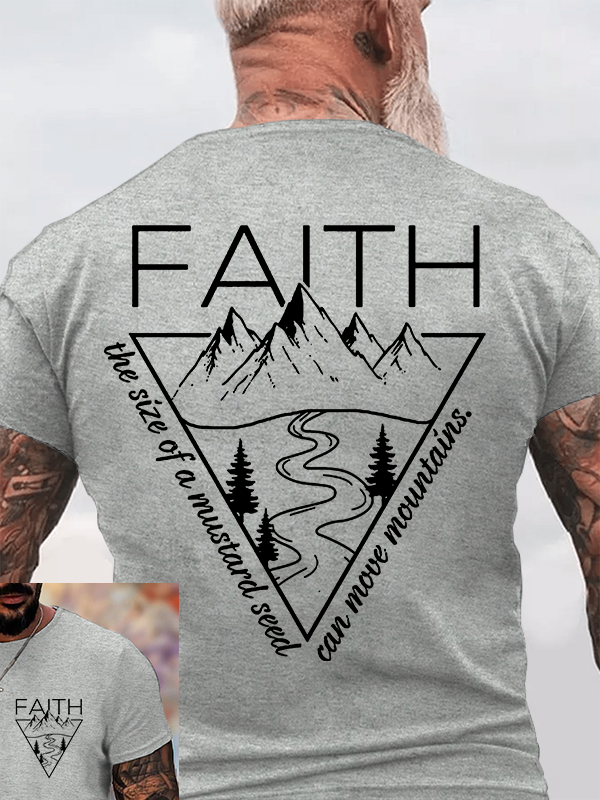 Faith Can Move Mountains Jesus God Christian Cotton T-Shirt