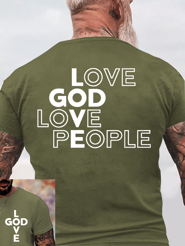 Love God Love People Jesus God Christian Cotton T-Shirt