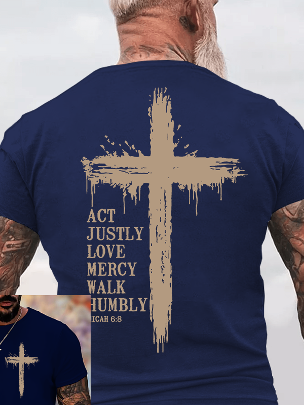Act Justly Love Mercy Walk Humbly Jesus God Christian Cotton T-Shirt