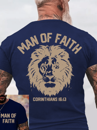 Man Of Faith Jesus God Christian Cotton T-Shirt