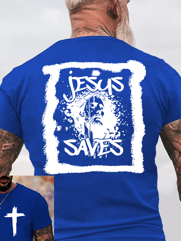 Jesus Saves Jesus God Christian Cotton T-Shirt