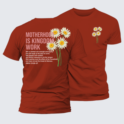 Motherhood Is Kingdom Work Jesus God Christian Premium Mercerized Cotton Tee