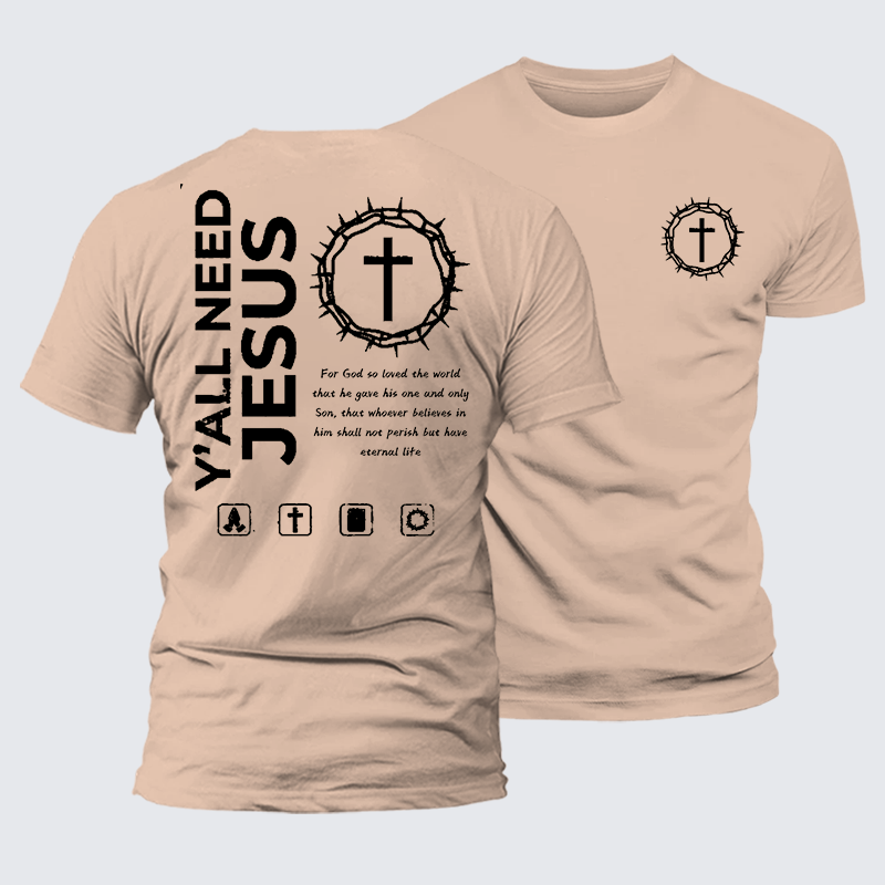 Y'All Need Jesus Jesus God Christian Premium Mercerized Cotton Tee