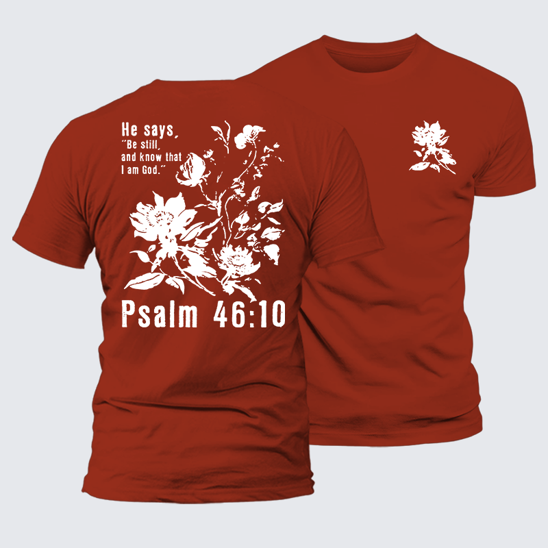 Psalm 46:10 Jesus God Christian Premium Mercerized Cotton Tee