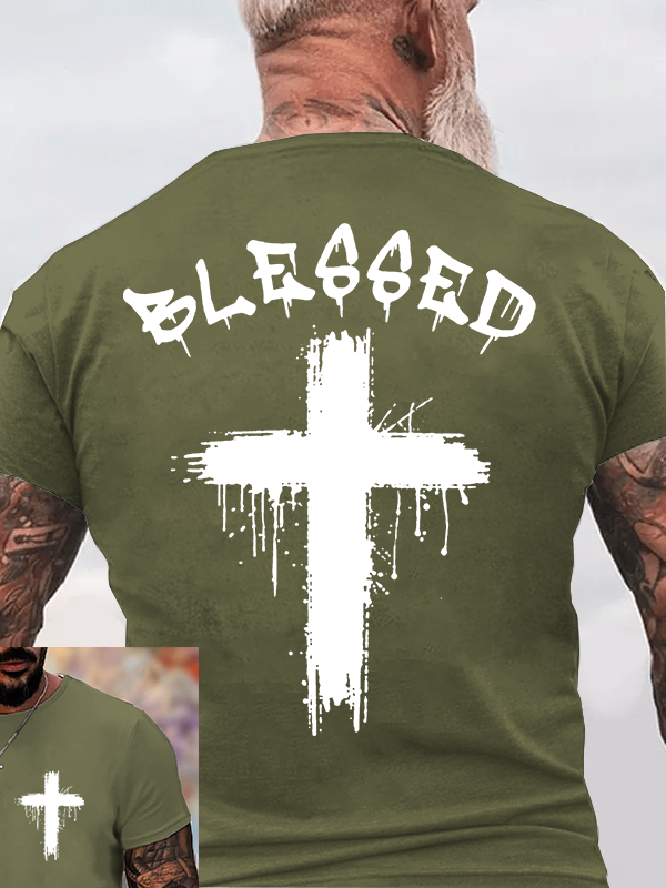 Blessed Cross Jesus God Christian Cotton T-Shirt