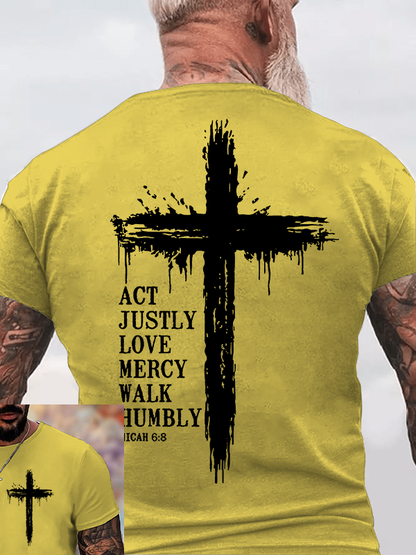 Act Justly Love Mercy Walk Humbly Jesus God Christian Cotton T-Shirt