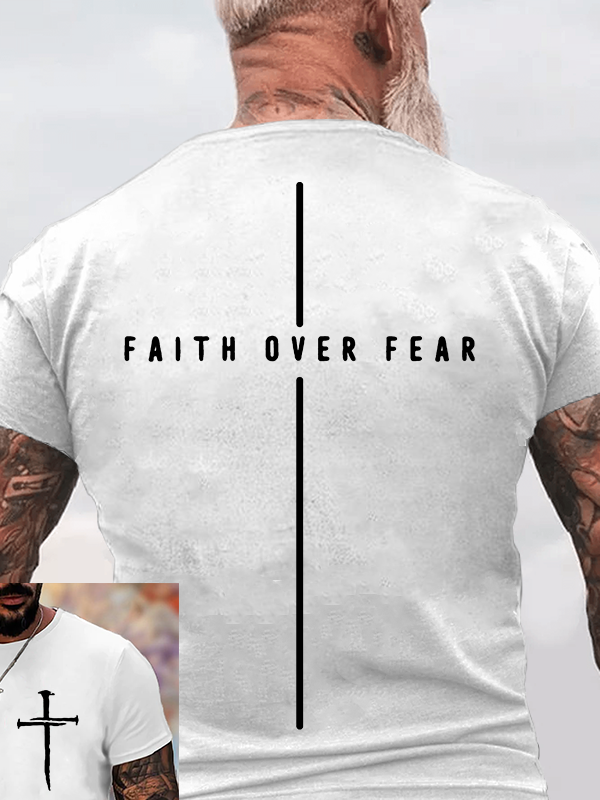 Faith Over Fear Jesus God Christian Cotton T-Shirt