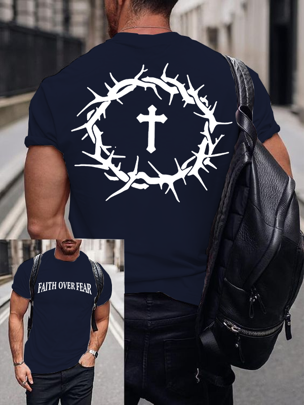 Faith Over Fear Jesus God Christian Cotton T-Shirt