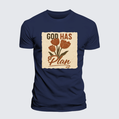 God Has A Plan Jesus God Christian Premium Mercerized Cotton Tee