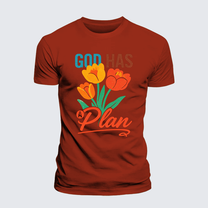 God Has A Plan Jesus God Christian Premium Mercerized Cotton Tee