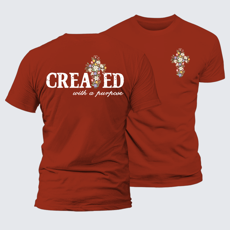 Created With Purpose Jesus God Christian Premium Mercerized Cotton Tee