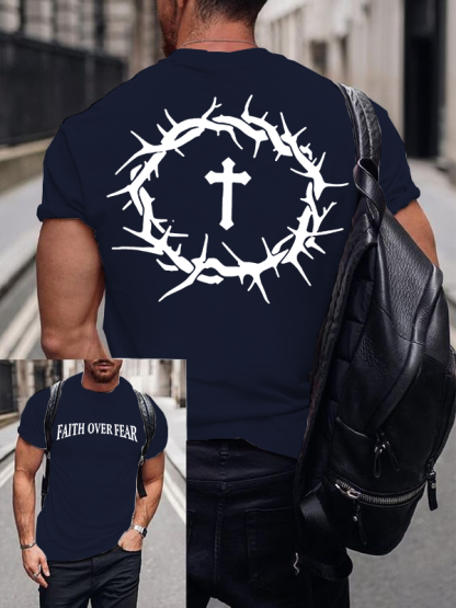 Faith Over Fear Jesus God Christian Cotton T-Shirt