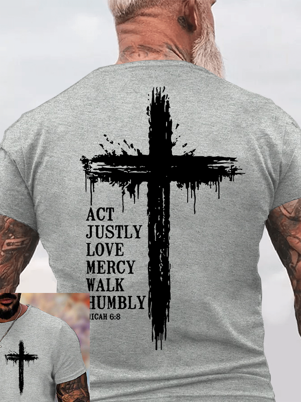Act Justly Love Mercy Walk Humbly Jesus God Christian Cotton T-Shirt