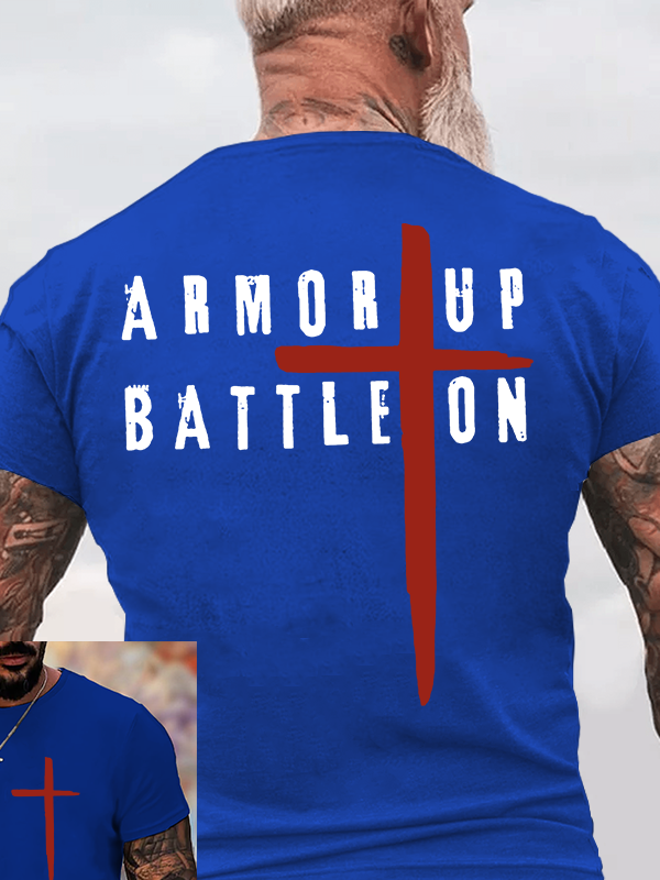  Armor Up Battle Ephesians 6:11 Jesus God Christian Cotton T-Shirt