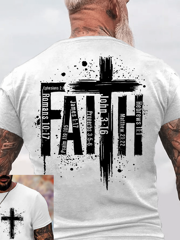 Faith Cross Jesus God Christian Cotton T-Shirt