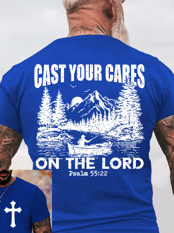 Cast Your Cares on The Lord Jesus God Christian Cotton T-Shirt