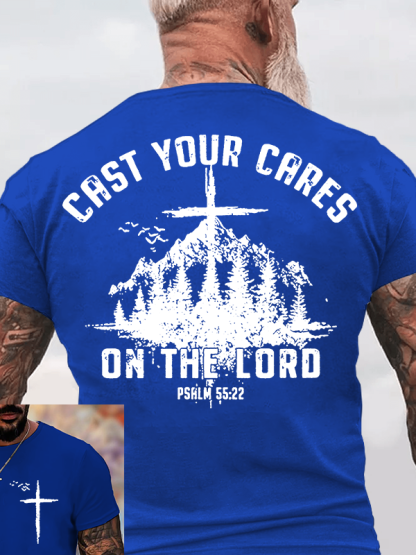 Cast Your Cares on The Lord Jesus God Christian Cotton T-Shirt