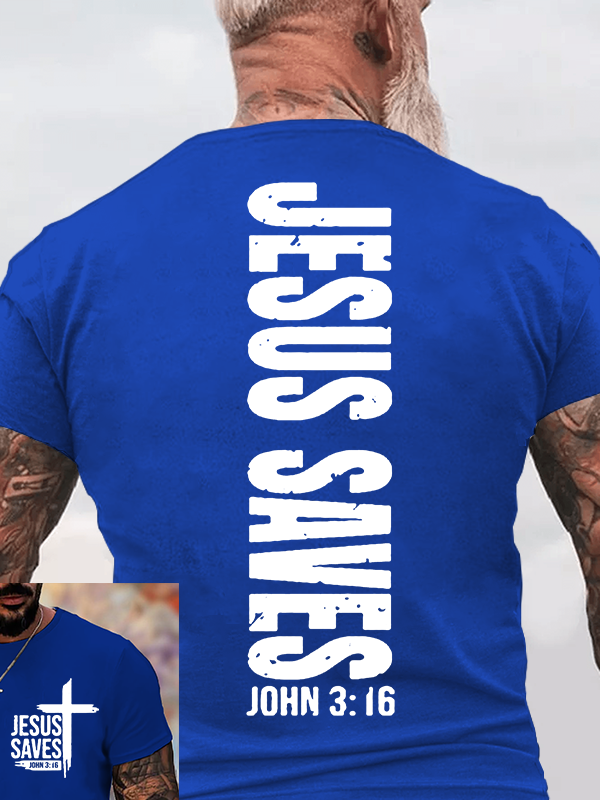 Jesus Saves Jesus God Christian Cotton T-Shirt