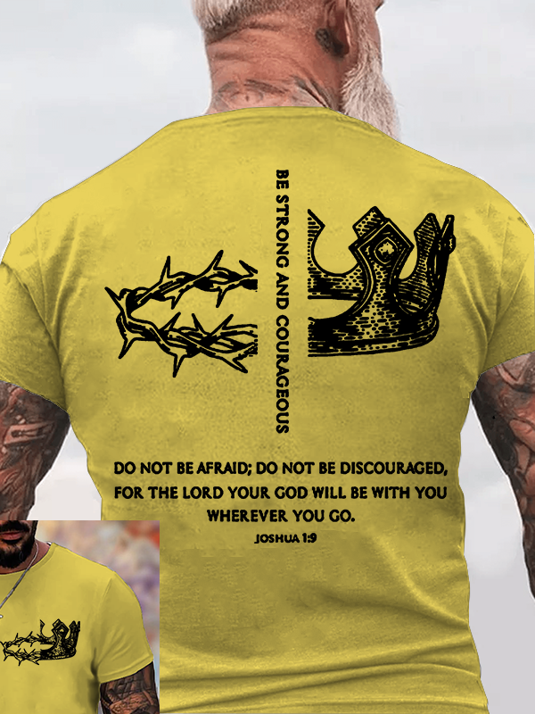 Be Strong and Courageous Jesus God Christian Cotton T-Shirt