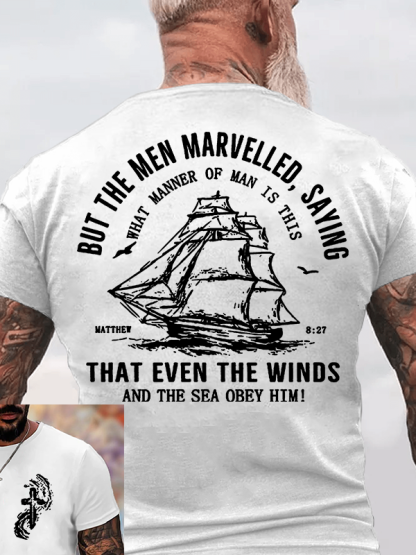 PreviousNext Even The Wind and Waves Obey Him Jesus God Christian Cotton T-Shirt