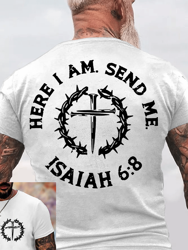 Here I Am, Send Me Jesus God Christian Cotton T-Shirt