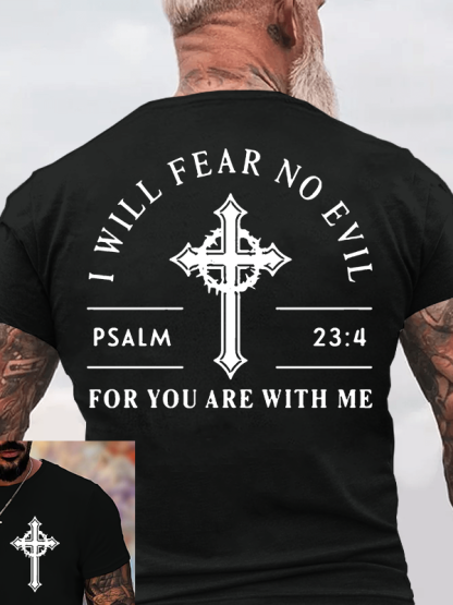  I Will Fear No Evil Jesus God Christian Cotton T-Shirt