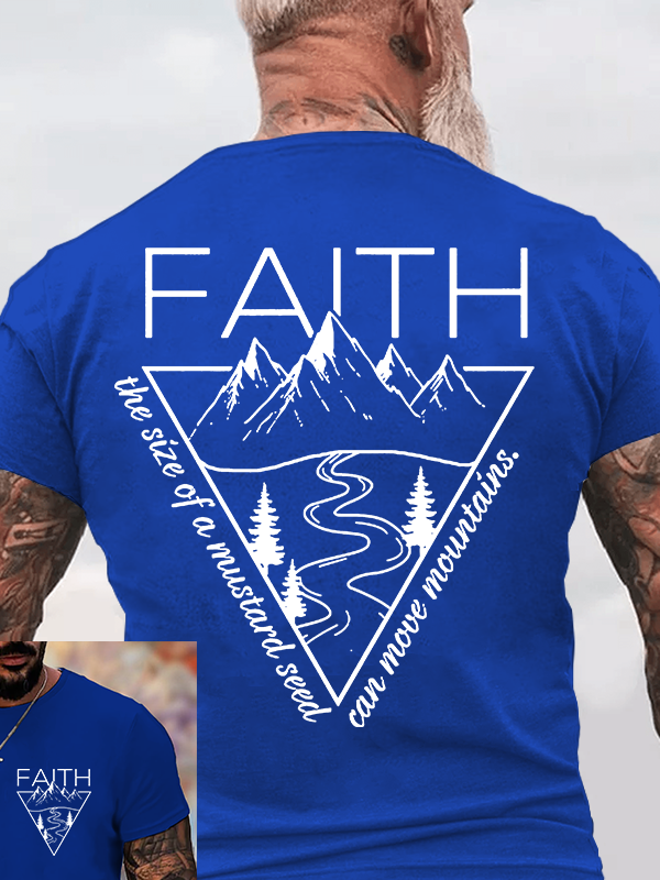 Faith Can Move Mountains Jesus God Christian Cotton T-Shirt