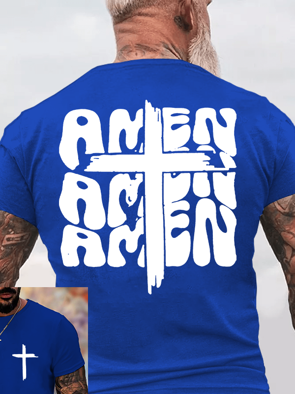 Amen Cross Jesus God Christian Cotton T-Shirt