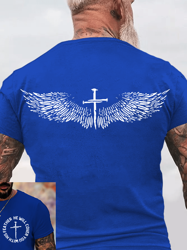 He Will Cover You With His Feather Jesus God Christian Cotton T-Shirt