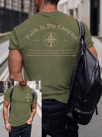 Faith Is My Compass Jesus God Christian Cotton T-Shirt