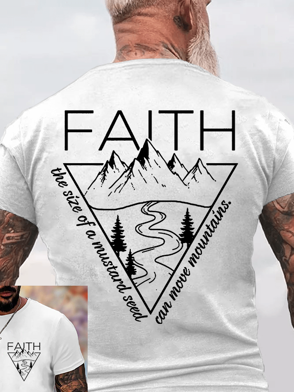 Faith Can Move Mountains Jesus God Christian Cotton T-Shirt