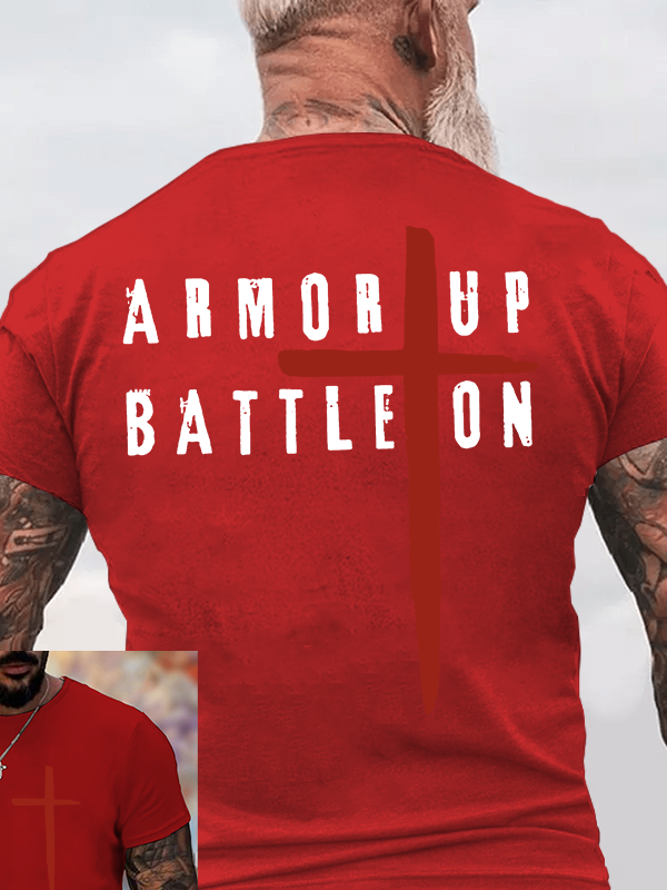 Armor Up Battle Ephesians 6:11 Jesus God Christian Cotton T-Shirt