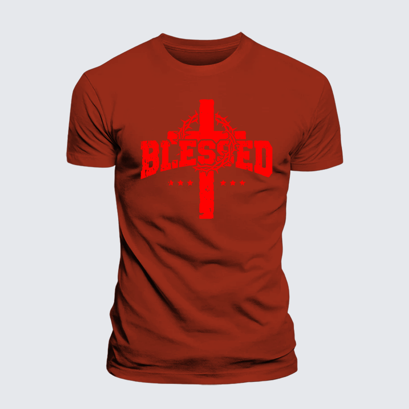 Blessed Cross Jesus God Christian Premium Mercerized Cotton Tee