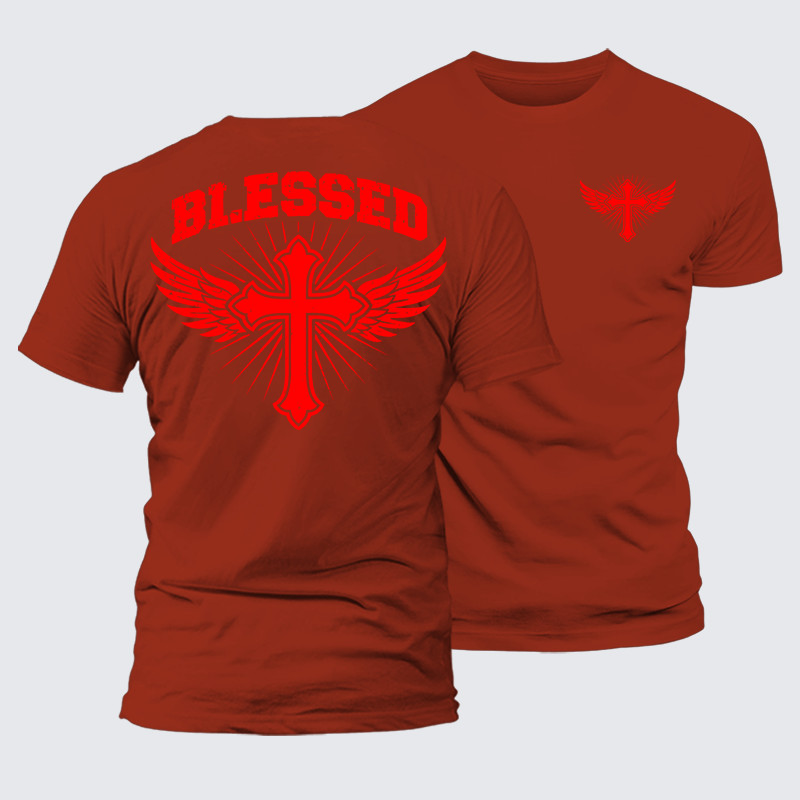 Blessed Cross Jesus God Christian Premium Mercerized Cotton Tee