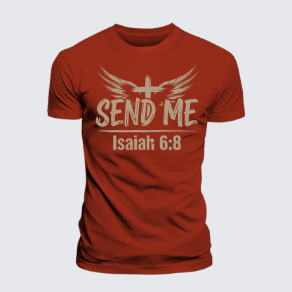Isaiah 6:8 - SEND ME Jesus God Christian Premium Mercerized Cotton Tee