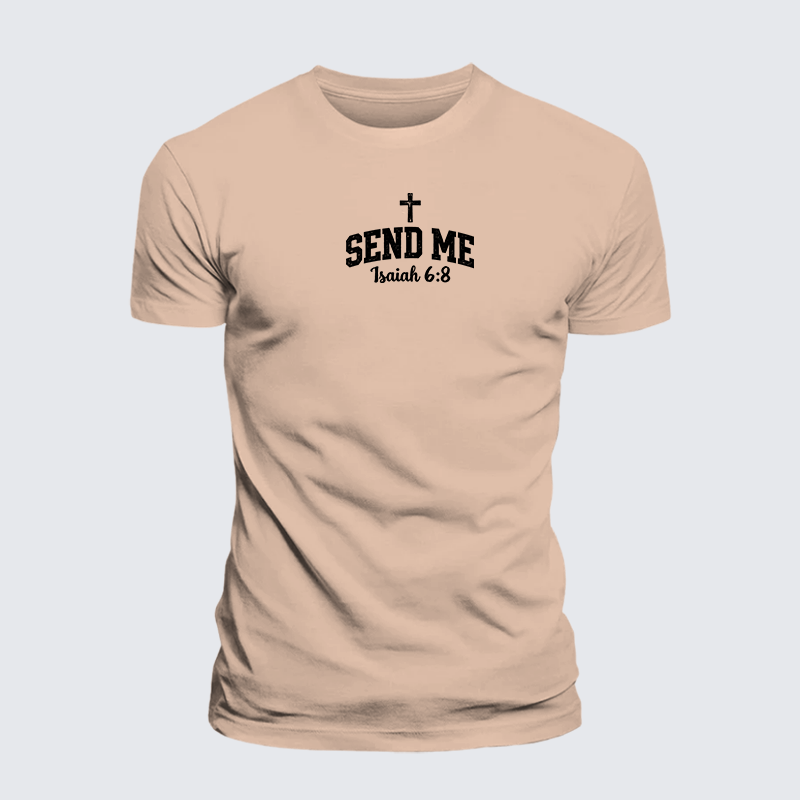Isaiah 6:8 - SEND ME Jesus God Christian Premium Mercerized Cotton Tee