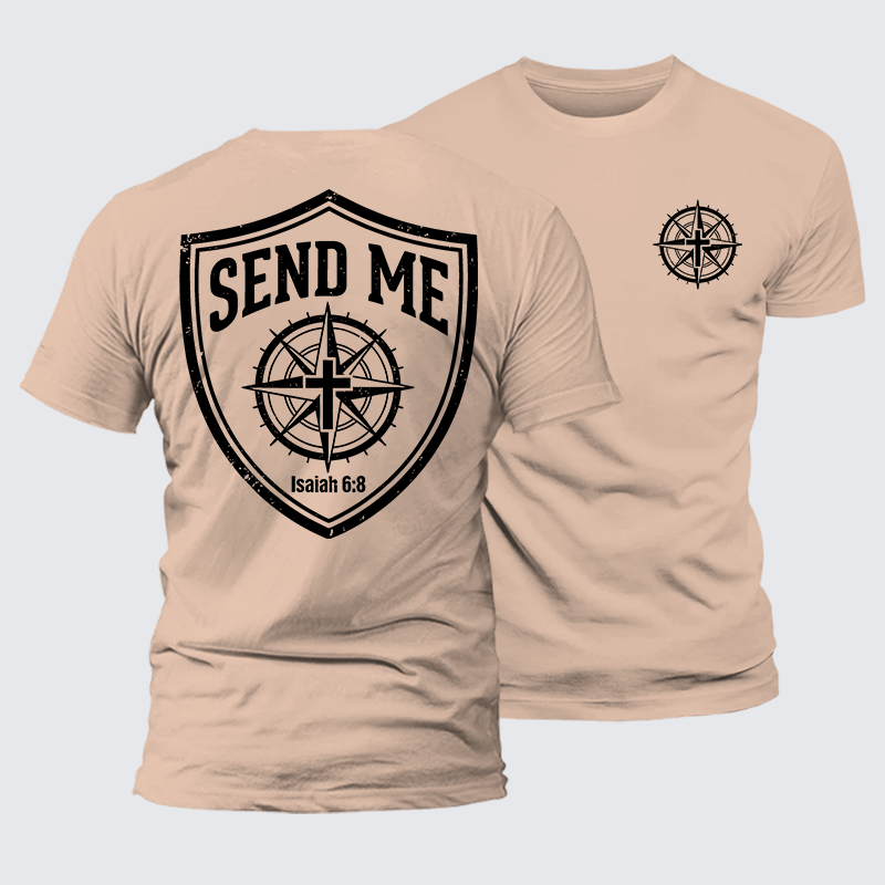 Isaiah 6:8 - SEND ME Jesus God Christian Premium Mercerized Cotton Tee