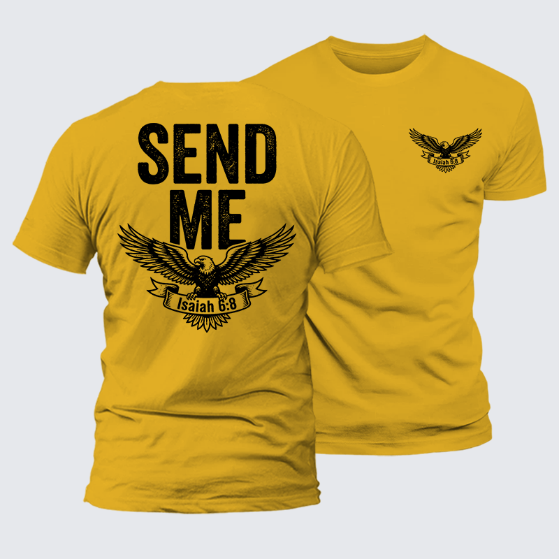 Isaiah 6:8 - SEND ME Jesus God Christian Premium Mercerized Cotton Tee