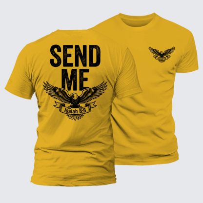 Isaiah 6:8 - SEND ME Jesus God Christian Premium Mercerized Cotton Tee