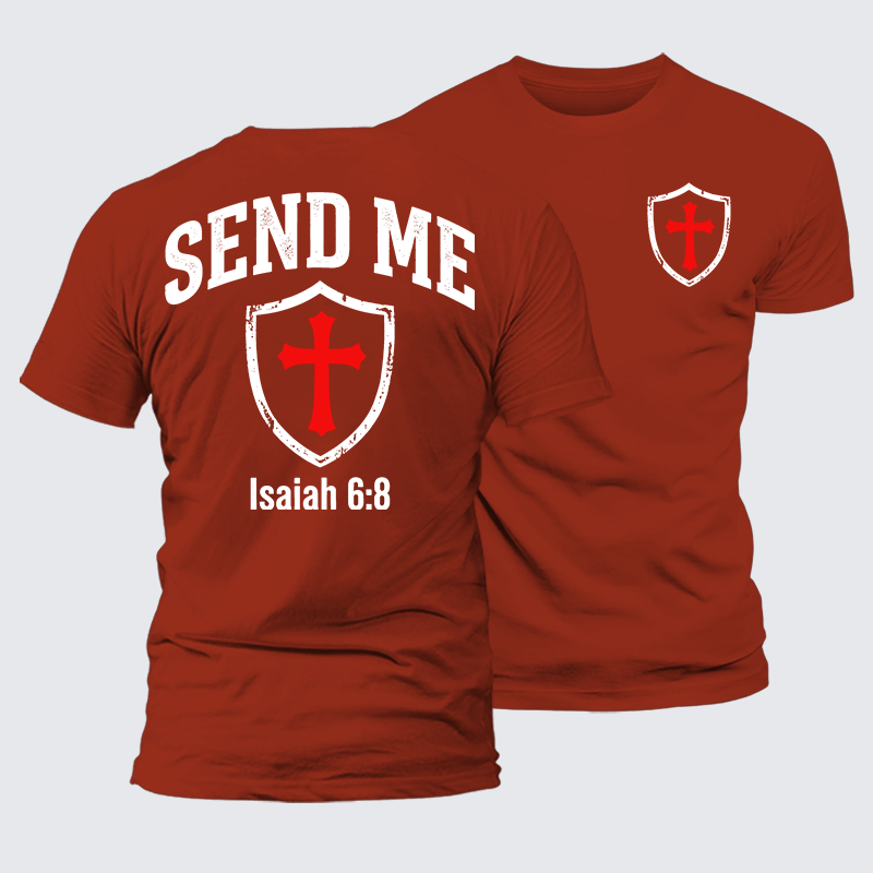 Isaiah 6:8 - SEND ME Jesus God Christian Premium Mercerized Cotton Tee