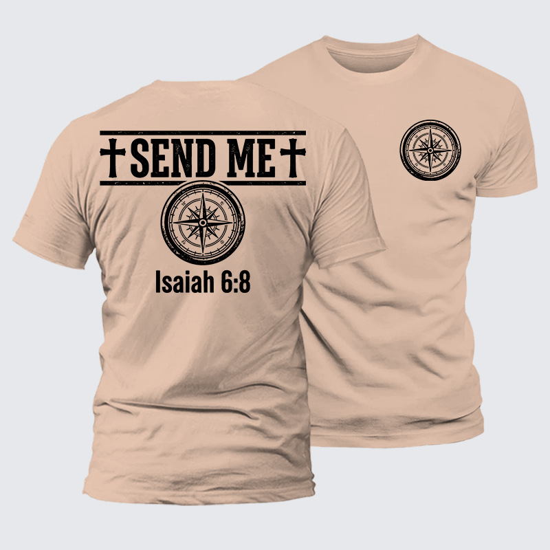 Isaiah 6:8 - SEND ME Jesus God Christian Premium Mercerized Cotton Tee