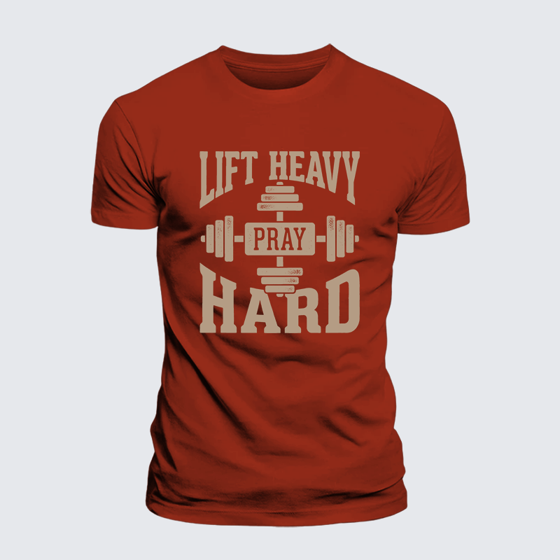 Lift Heavy Pray Hard Jesus God Christian Premium Mercerized Cotton Tee