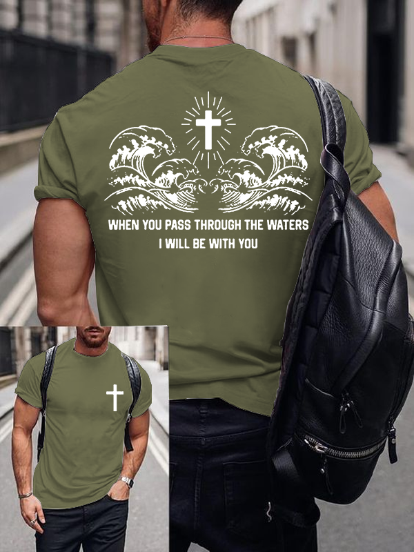 When You Pass Through The Waters Jesus God Christian Cotton T-Shirt