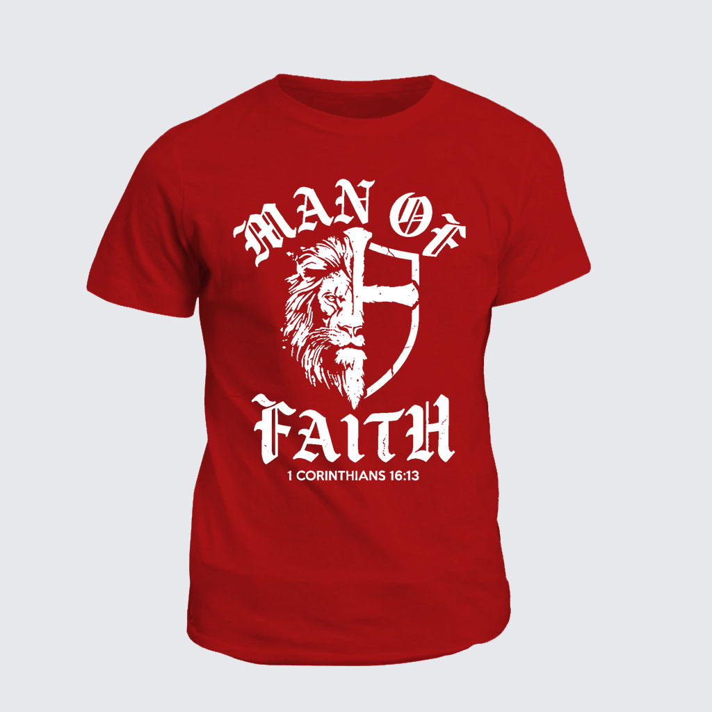 Man of Faith Jesus God Christian Cotton T-Shirt